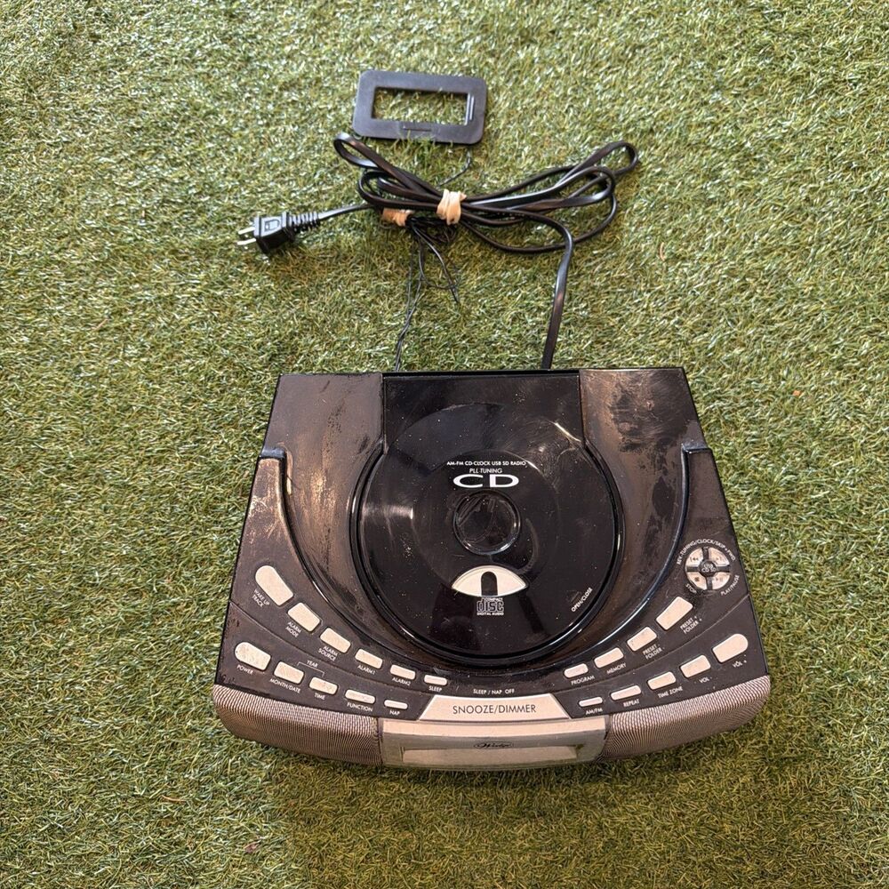 Wedge A4116 CD Player USB SD AM/FM Alarm Clock Radio Box Tested DAMAGE SEE PHOTO